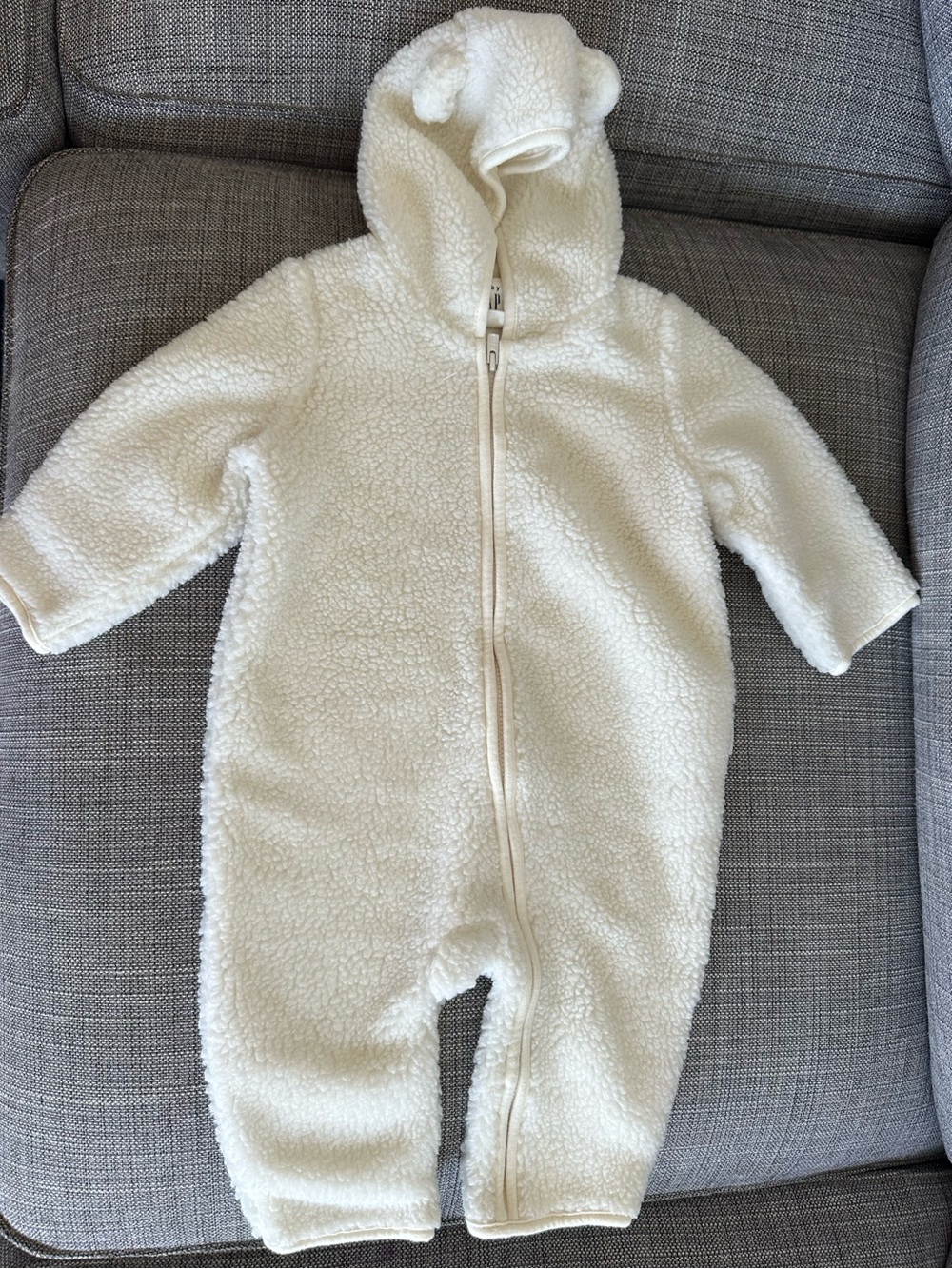 ✨NWOT✨ Baby GAP | Cozy Cream Sherpa Hooded Baby One-Piece, Size 6-12 Mo ✨